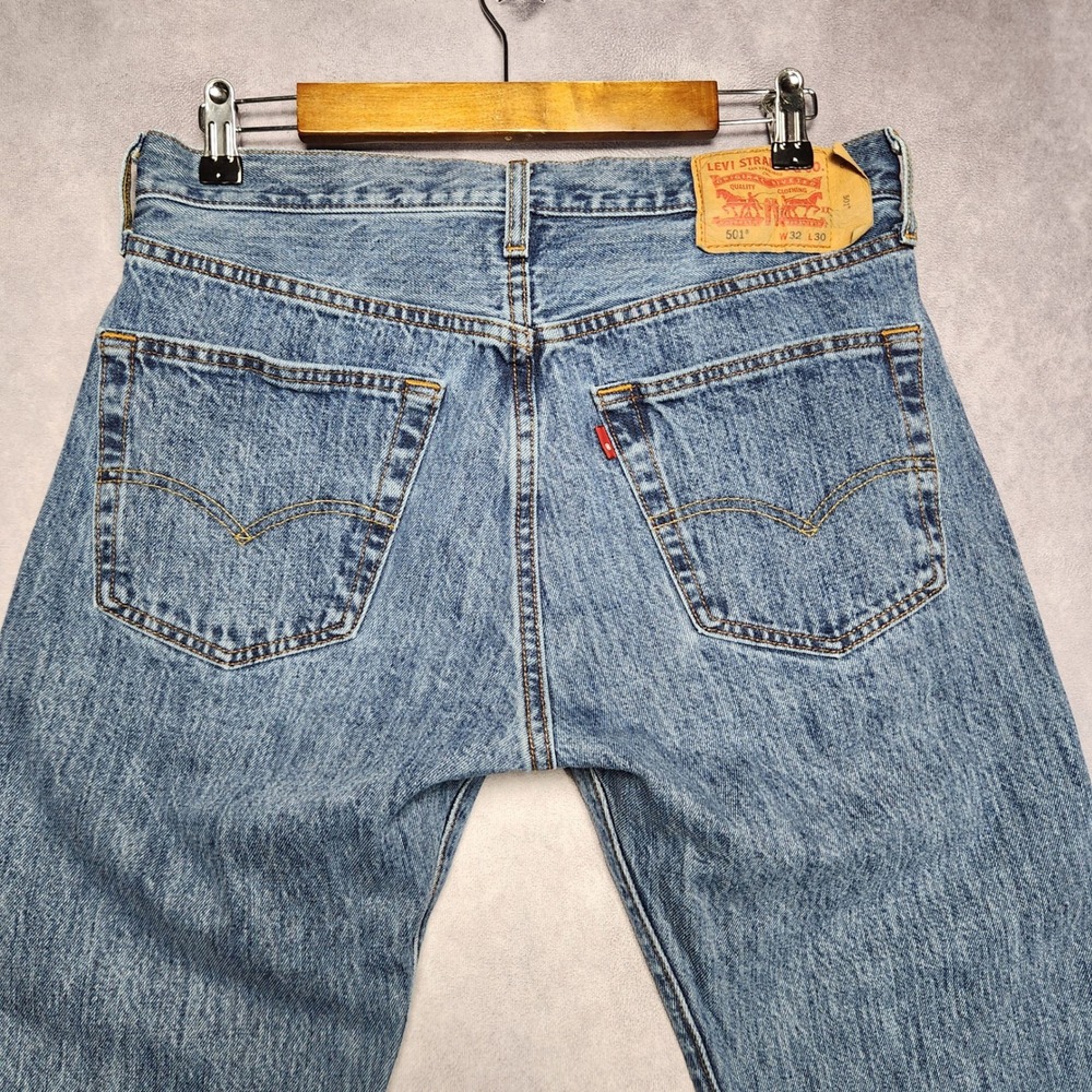 Levis 501 Original Fit Mens Blue Straight Leg Denim Jeans 32x30